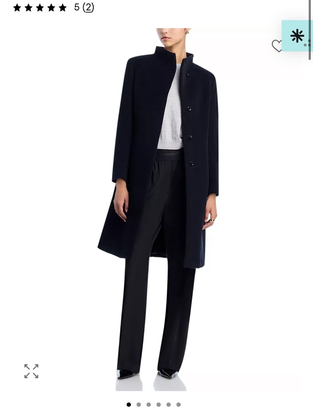 Cinzia Rocca Black Notch Stand Collar Long Coat
